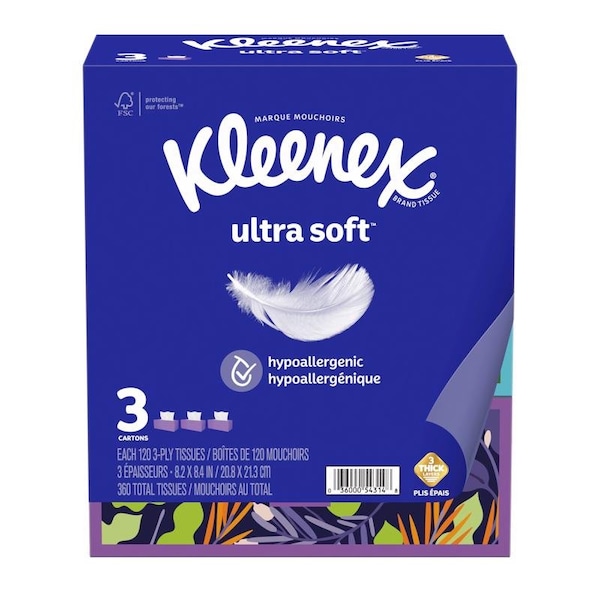 Kleenex Kleenex Ultra Soft 120 ct Facial Tissue, PK3 54314 - main